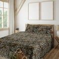 thumbnail image 1 of Ambesonne Leopard Print Fitted & Flat Sheet with Shams 4 Pcs Set, Wild Big Cat Skin Art, Queen, Caramel Dark Brown and Beige, 1 of 5