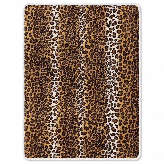 Leopard Print Sherpa Blanket, Soft Polyester Fleece Throw, 2-Layer Cozy Blanket