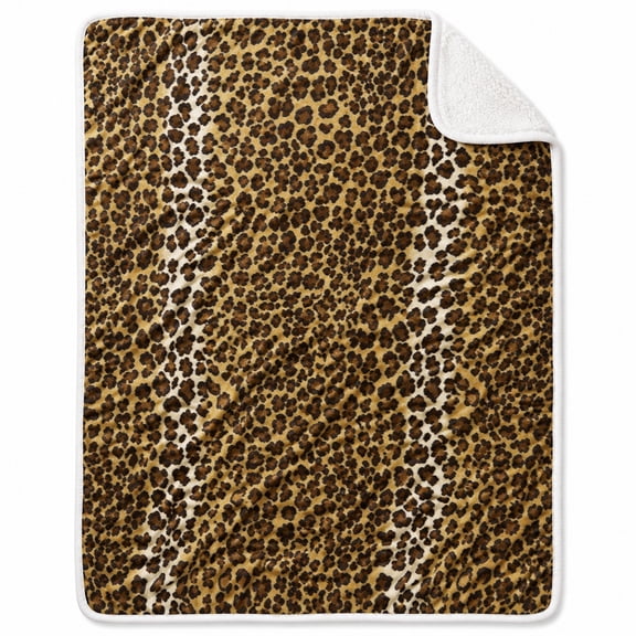 Leopard Print Sherpa Fleece Blanket, Soft Polyester Throw Blanket