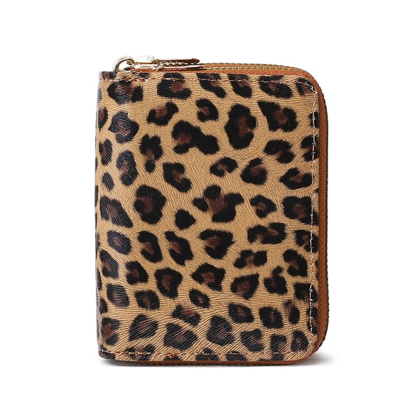 Leopard Print Short Women Coin Purse Portable Card Holder Cash Change Storage Bag