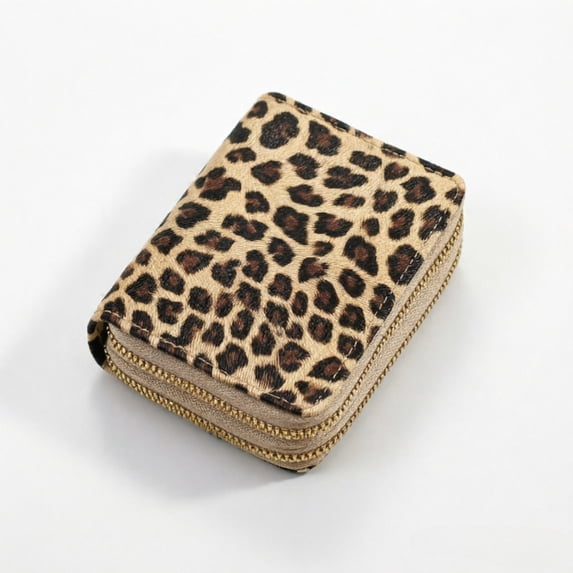 Leopard Print Short Women Coin Purse Portable Card Holder Cash Change Storage Bag