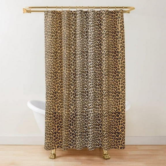 Leopard Print Shower Curtain Brown Bathroom Curtain Wild Safari Animal Powerful Bathroom Set for Men Panthera Bathroom r Set