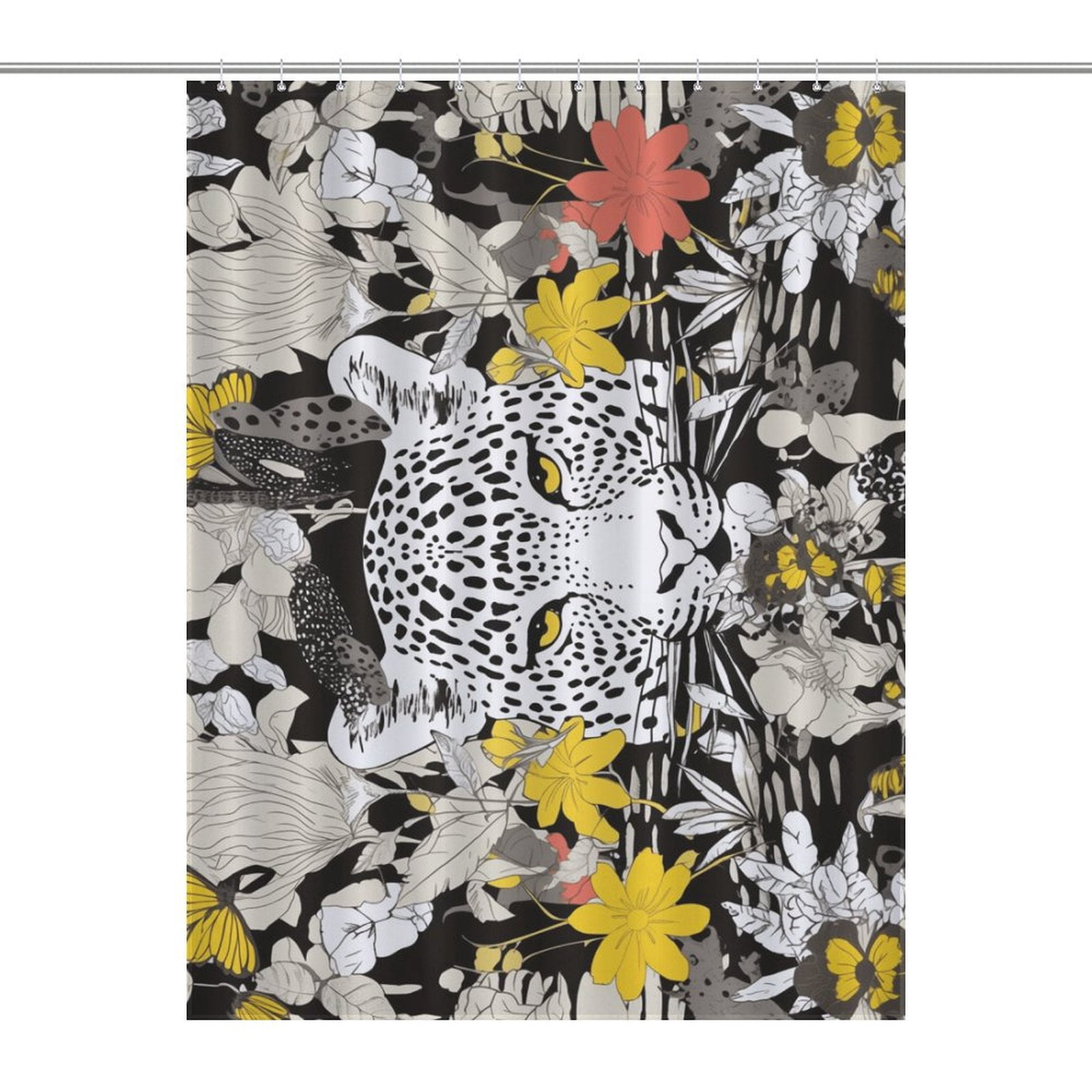Leopard Print Shower Curtain , Enchanted Forest Scenic Bathroom Decor ...