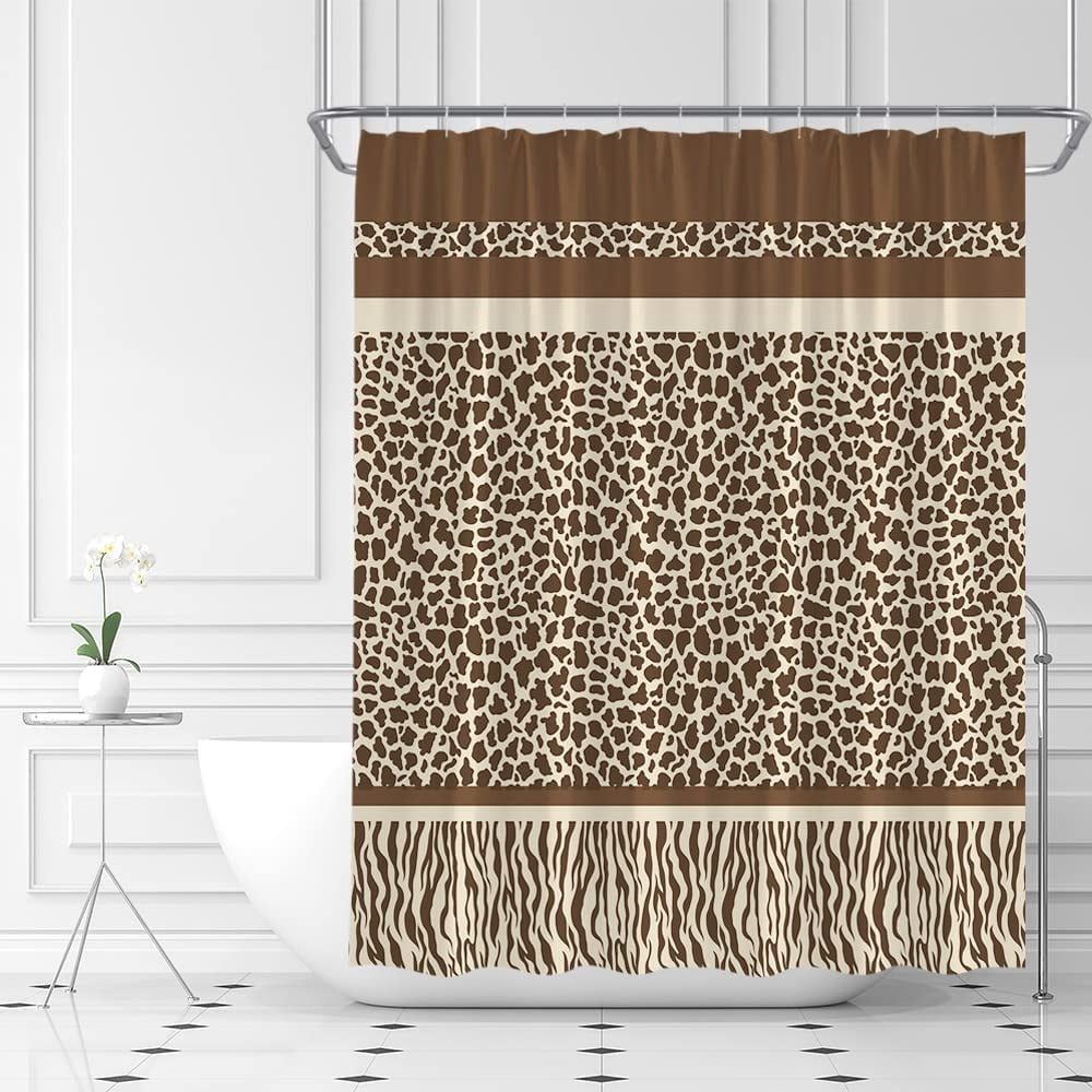 Leopard Print Shower Curtain Wildlife Skin Zebra Stripes Pattern