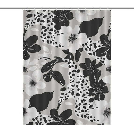 Leopard Print Shower Curtain for Bathroom Bath Curtain Polyester Fabric Waterproof Bathroom Curtain with 12 Hooks