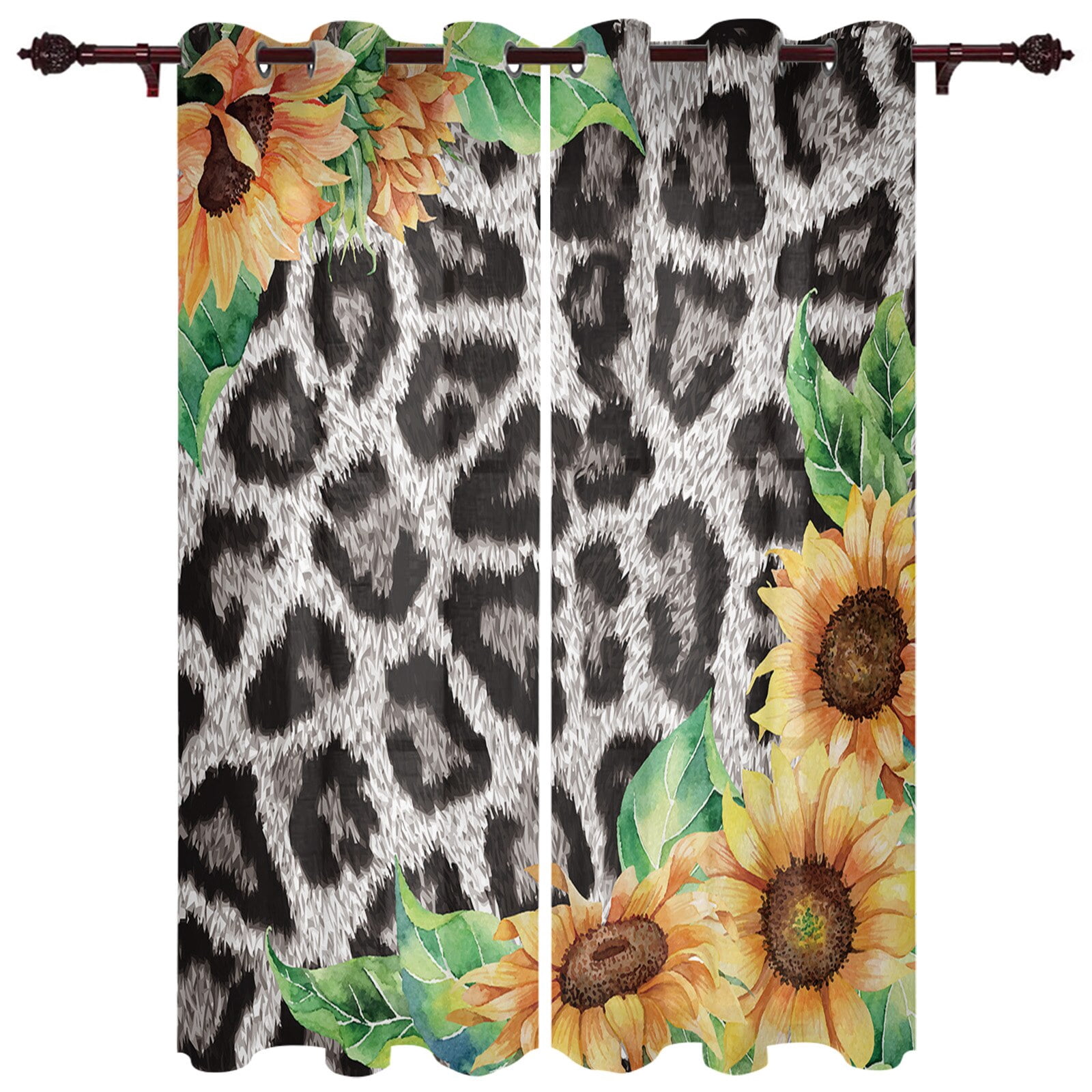 Leopard Print Skin Texture Valance Window Curtains For Living Room ...