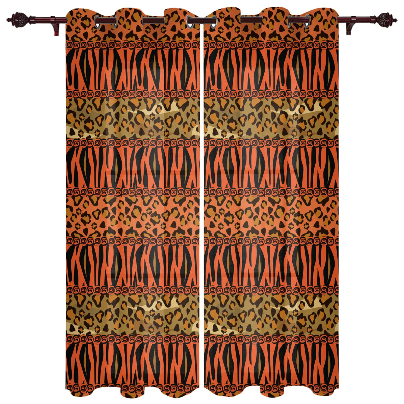 Leopard Print Skin Texture Valance Window Curtains For Living Room ...