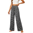 Leopard Print Sleep Pants for Women Wide Leg High Waist Drawstring ...