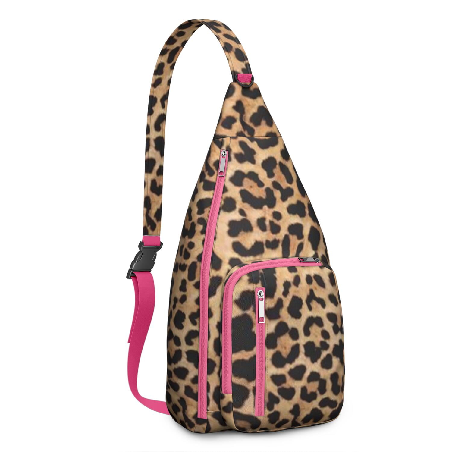 Leopard Print Sling Backpack – Trendy & Chic Animal Pattern 