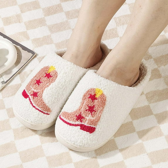 Leopard Print Slippers For Women, Warm Memory Foam Comfy House Slippers With Anti-Skid Rubber Sole For Indoor And Outdoor White 37