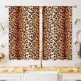 thumbnail image 1 of Leopard Print Small Kitchen Curtains Men Orange Window Treatment Abstract Modern Rod Pocket Cafe Short Window Curtains for Bathroom Dining Laundry Room Tier Treatment Drapes 27.5x39 inch, 1 of 6