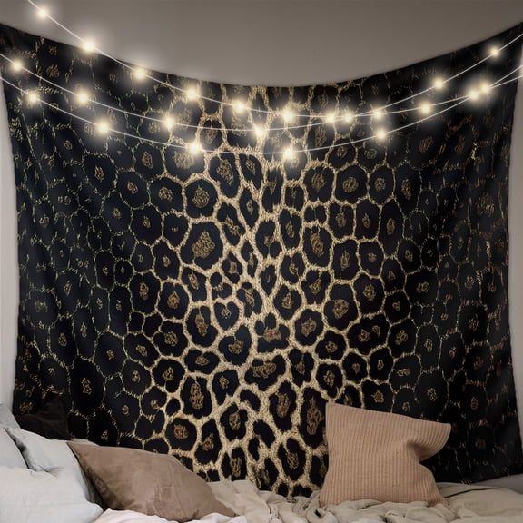 Leopard Print Small Tapestry for Bedroom Wall Hanging Tapestry,Chic Abstract Black Brown Animals Texture Ceiling Backdrop Tapestries Poster Blanket Wall Decor for Teens Room Living Room 23" x 28"