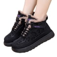 thumbnail image 1 of Leopard Print Snow Boots for Women Splicing Leather Platform Booties Furry Lined Non-Slip Walking Shoes, 1 of 8