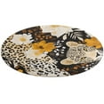 thumbnail image 1 of Leopard Print Soft Bedroom Round Area Rug, Washable Cute Nursery Circle Throw Mat, Non-Slip Contemporary Small Low Pile Floor Carpet for Dorm Bedside, 1 of 7