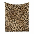 thumbnail image 1 of Leopard Print Soft Flannel Fleece Throw Blanket, Skin Pattern of a Wild Safari Animal Powerful Panthera Big Cat, Cozy Plush for Indoor and Outdoor Use, 50" x 60", Pale Brown Black, by Ambesonne, 1 of 6
