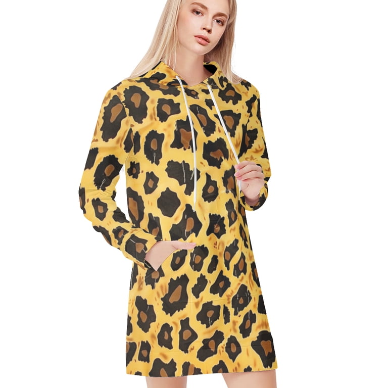 leopard print loose dress Khaki Leopard Print V Neck Ruffled Sleeve Tiered Loose Mini Dress Khaki / L / 100%Polyester