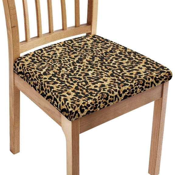 Leopard Print Square Chair Cushion Cover for Dining Office Stain Resistant Chair Seat Slipcover Home Chair Accessories Stylish Upholstered Chair Seat Covers