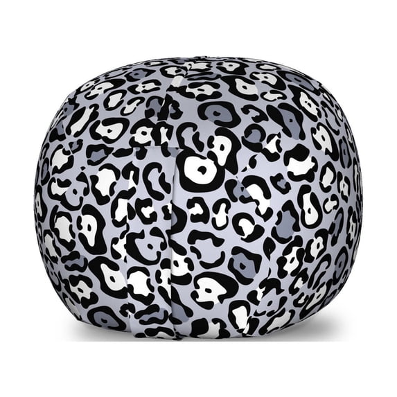 Leopard Print Storage Toy Bag Chair, Repetitive Wild Animal Fashion Print Purple Grey Tones, Stuffed Animal Organizer Washable Bag, Small Size, Grey Ceil Blue, by Ambesonne