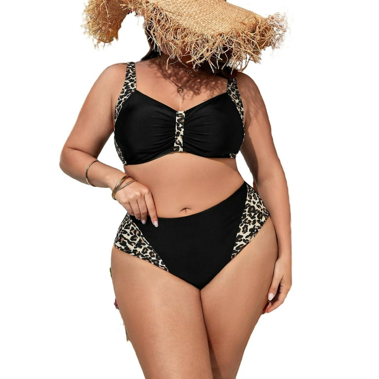 Leopard Print Straps Multicolor Plus Size Bikini Sets Women s Plus Walmart