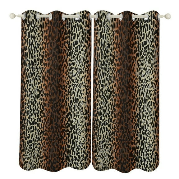 Leopard Print Study Room Living Kitchen Bedroom For Blackout Curtain Printed 2 Panels
