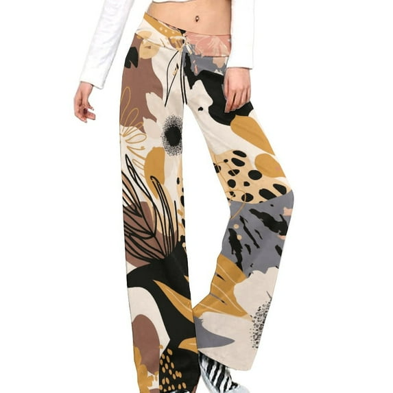 Leopard Print Summer Outfits Flowy Palazzo Pants for Women 2025 High Waisted Wide Leg Beach Casual Vacation Pants Trousers