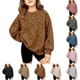 thumbnail image 1 of Leopard Print Sweatshirts for Girls Long Sleeve Crew Neck Pullover Fashion Top Trendy Fall Winter Casual Loose Fit Blouse, 1 of 6