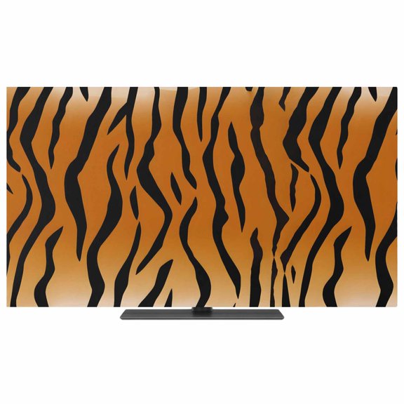 Leopard Print TV Dust Cover,Stretchable TV Screen Desktop Computer Protector Cover,Farmhouse Brown Black Animal Texture Television Dustproof Slipcover for 70–75 Inch Flat or Curved TVs