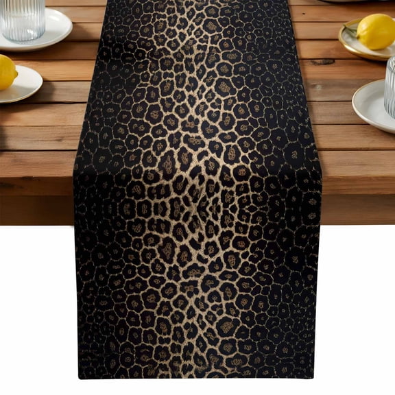 Leopard Print Table Runner, Dot Gradient Texture Kitchen Table Runners Dress Scarves for Table Decorations Party/Restaurant/Indoor Outdoor Use, 13x108in