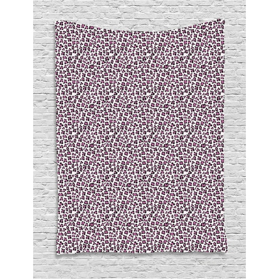 Leopard Print Tapestry, Pink and Black Colored Girlish Pattern Safari Savannah Wildlife Theme, Wall Hanging for Bedroom Living Room Dorm Decor, 40W X 60L Inches, Pink Black White, by Ambesonne