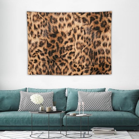 Leopard Print Tapestry Rustic Safari Theme 3D ild Animal Fur Skin Brown Farm Tapestry for Kids Living Room Bedroom Wall Art Home Decor Tapestry 40x30in