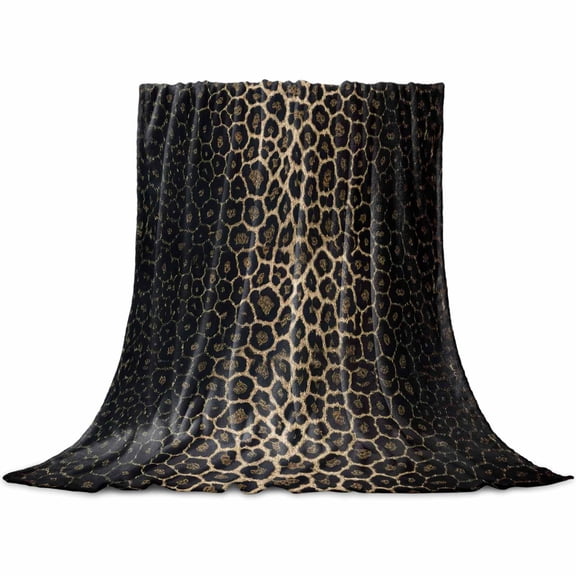 Leopard Print Throw Blanket for Couch,Soft Lightweight Flannel Fleece Blanket,Chic Abstract Black Brown Animals Texture Microfiber Plush All Season Decorative Blankets for Sofa Office Lap 30"x40"