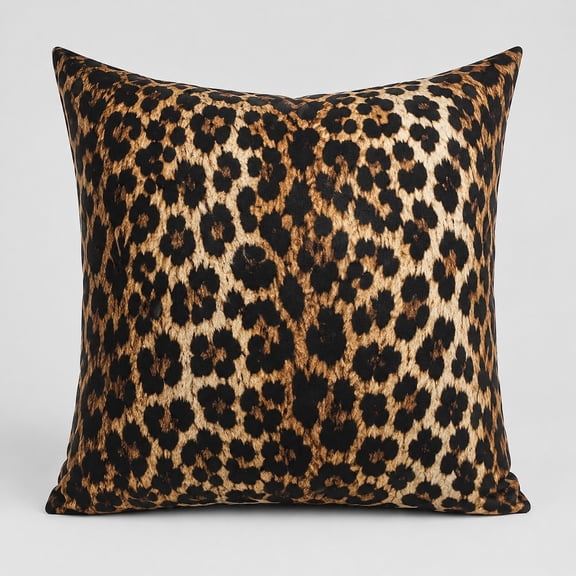 Leopard Print Throw Pillow Cover – Bold Animal Print Decorative Cushion Cover, Available in 18x18, 20x20, 24x24 Inch