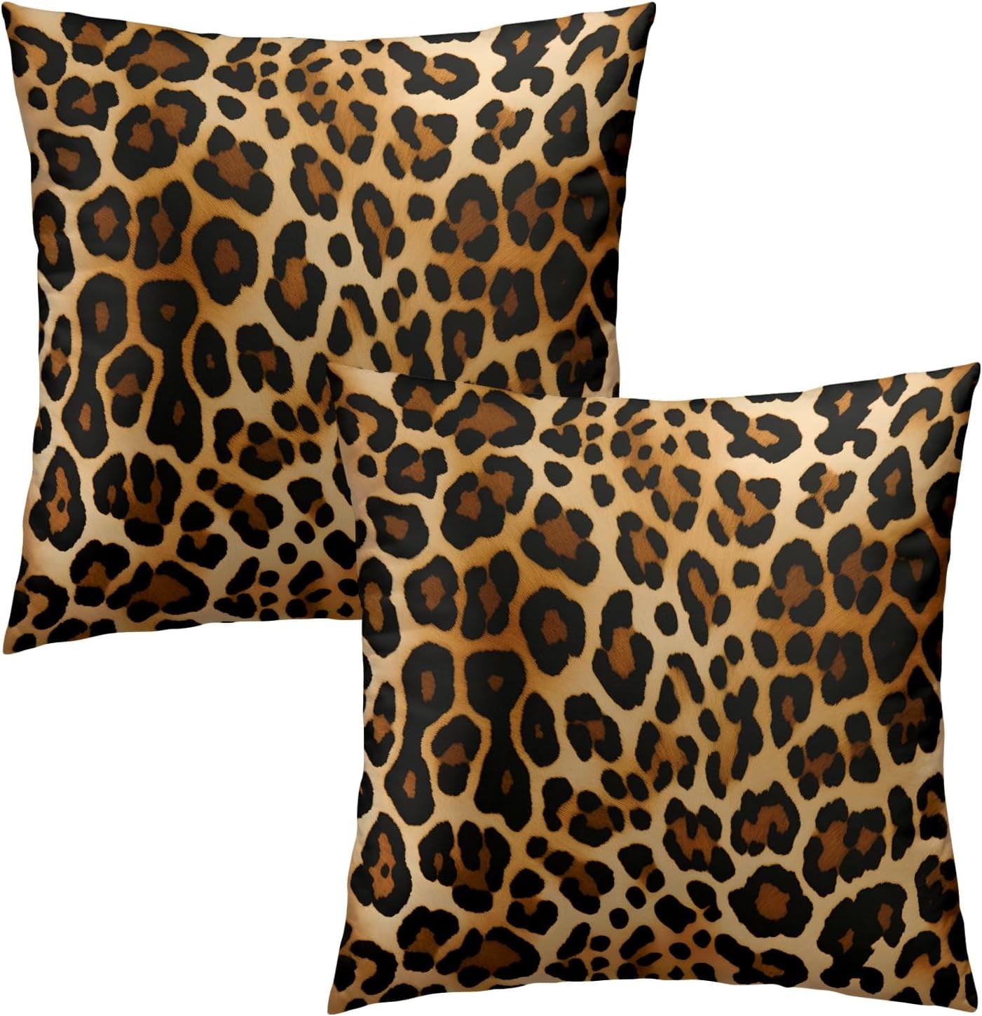 Classic Brown Leopard Print 20" x 20" Throw Pillow Covers Set