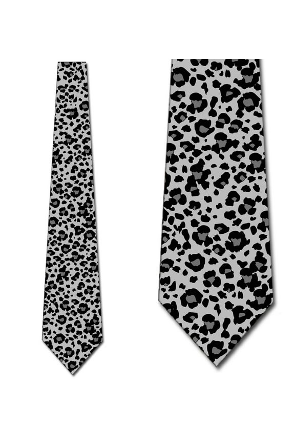 Leopard Print Ties Mens Animal Print Necktie Black and Gray Tie by Three Rooker
