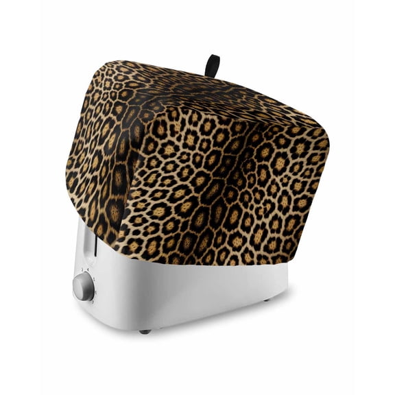 Leopard Print Toaster Cover 2 Slice, Farmhouse Gradient Animals Texture Dustproof Bread Machine Oven Cover with Storage Pockets, Fits Most Kitchen Toasters Protector