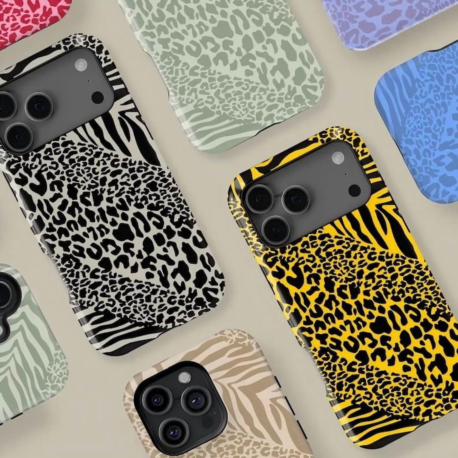 Leopard Print Tough Phone Case, Bold Animal Pattern Dual Layer Shock ...