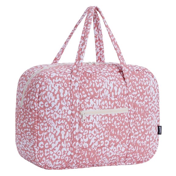 WANDF Floral Travel Duffel  Bags for Women,Spirit Airlines Personal Item Bag 18x14x8 Carry-On Luggage, 25L Waterproof Gym Tote Bag, Weekend  Overnight Organizer(Pink Leopard)