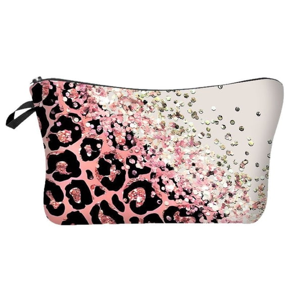 Leopard Print Travel Organizer Lightweight Small Cosmetic Bag Cute Portable Pouch Purse Multi-Functional for Accessories Shampoo (Pink)