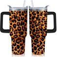 thumbnail image 1 of Leopard Print Tumbler with Handle and Straw,40 oz Stainless Steel Insulated Cup with Lid and Straw,Travel Coffee Mug Water Bottle,Birthday Christmas Mothers Day Gifts for Animal Lovers Women, 1 of 7