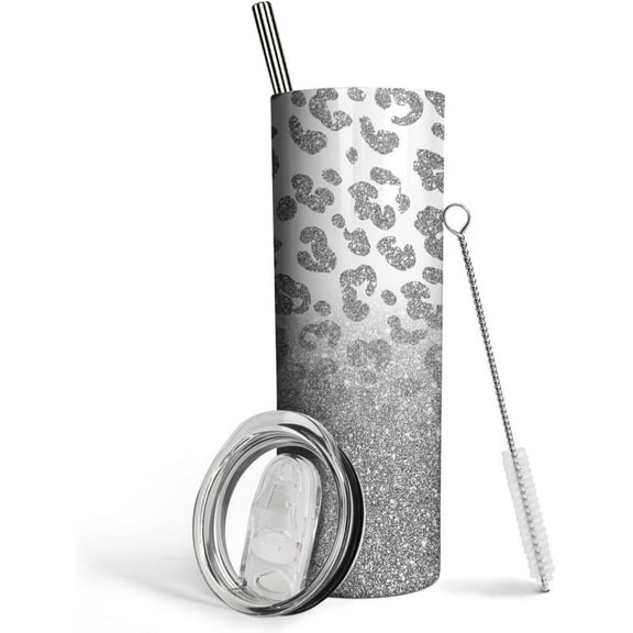 Leopard Print Tumbler with Lid and Straw - Cheetah Print Cups, Perfect for Women on the Go