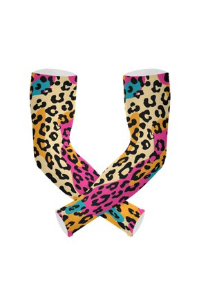 Leopard Print UV Protection Cooling Arm Sleeves, Compression Sun Sleeves for Men Women Sports