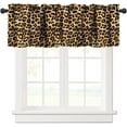 thumbnail image 1 of Leopard Print Valance Curtain Wild Safari Skin Pattern Cheetah Cat Black Brown Fur Wildlife Rod Pocket Valance Window Treatments 1 Panel Short Curtains for Kitchen Farmhouse 54 x 18 in, 1 of 6