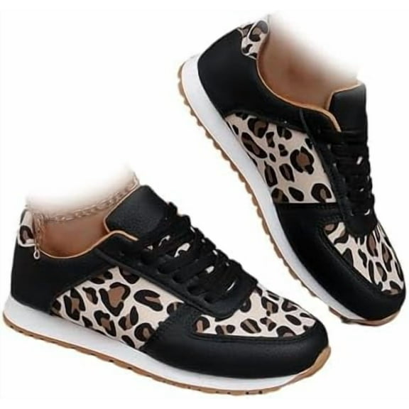 Leopard Print Walking Shoes for Women - Built-In foot arch pad Sneakers for Comfort & Fashion