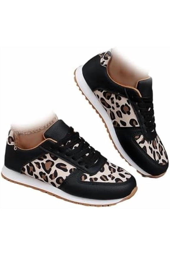 Leopard Print Walking Shoes for Women - Built-In foot arch pad Sneakers for Comfort & Fashion