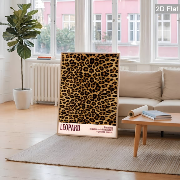 Leopard Print Wall Art Poster Wild Animal Illustration Striking Pattern Retro Modern Decorative Artwork Living Room Bedroom Office Gift, UNFRAMED 8x12