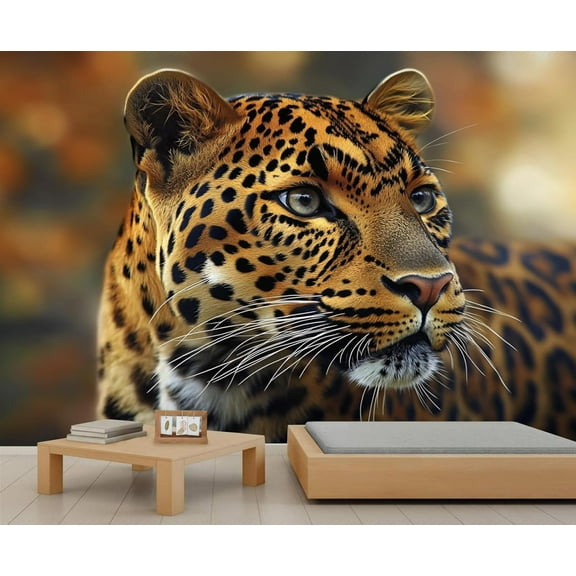 Leopard Print Wall Mural - Cheetah Wildlife Wall Murals, Cheetah Hd Photo For Living Room Bedroom, Leopard Mural For Boys Room 55"W x 28"H (Not Peel and Stick)