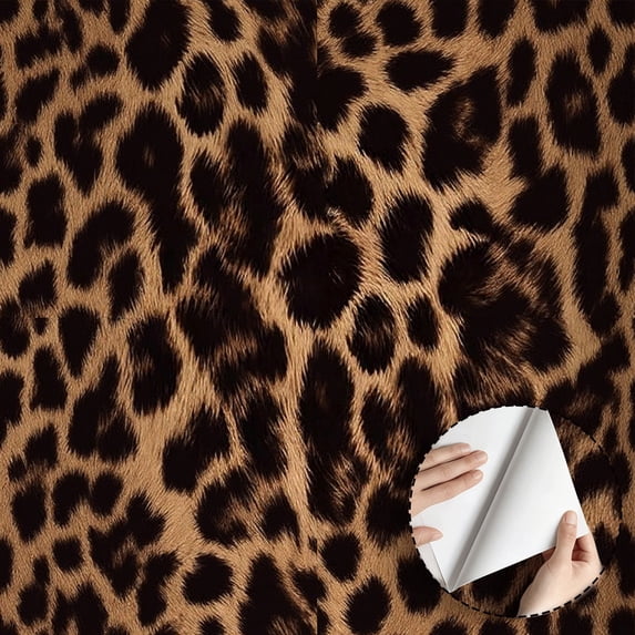 Leopard Print Wallpaper Modern Bohemian Aesthetic, Self adhesive and removable waterproof contact paper, Wall Decoration for Living Room Bedroom Kitchen Cabinet Drawer 17.7 * 118 in size.