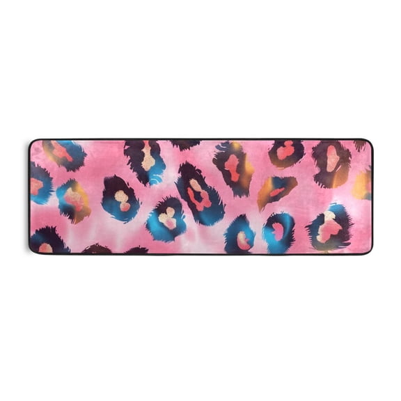 Leopard Print Watercolor Dream Pattern Runner Rug 24x72 Inch Cushioned Non Slip Soft Absorbent Floor Mat