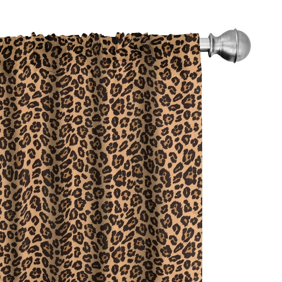 Ambesonne Leopard Print Window Curtains, Orange Exotic African, Each 28" W x 95" L, Orange and Black
