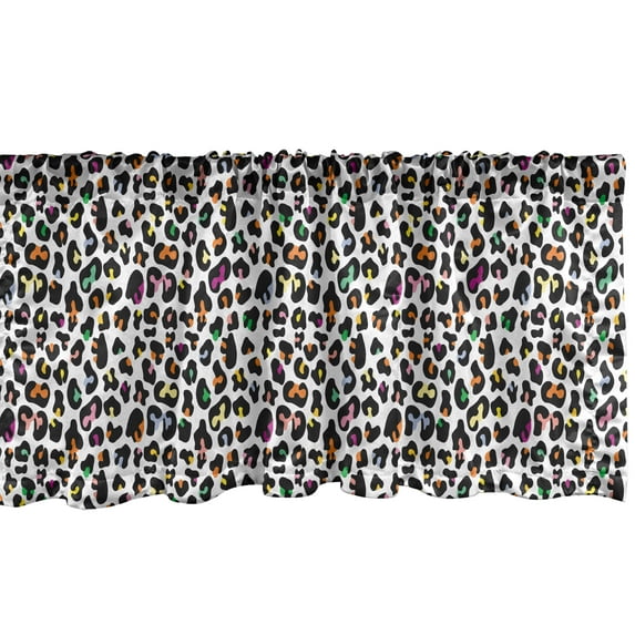 Ambesonne Leopard Print Valance Pack of 2, Modernized Cat Skin, 54"X18", Multicolor